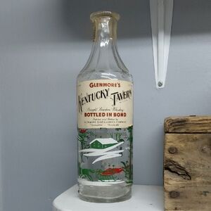 Vintage Kentucky Tavern Whiskey Bottle - Green and White